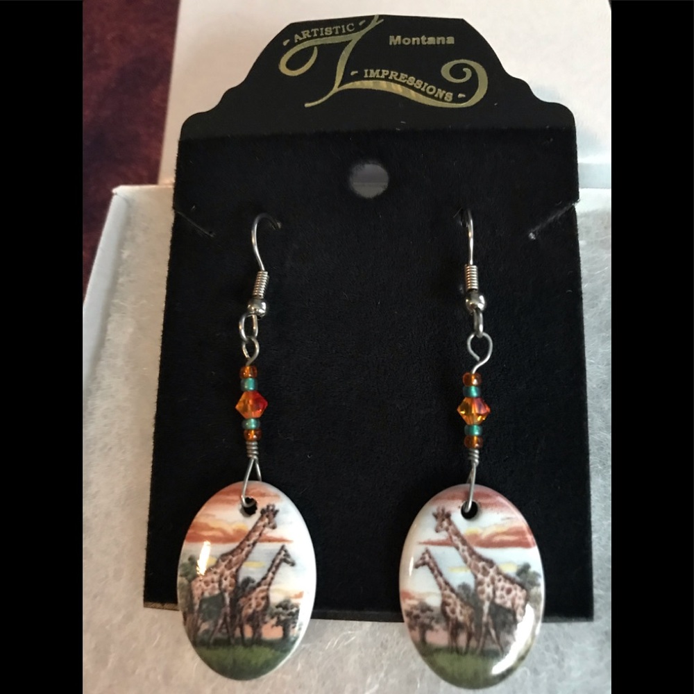 Hand painted porcelain Earrings new